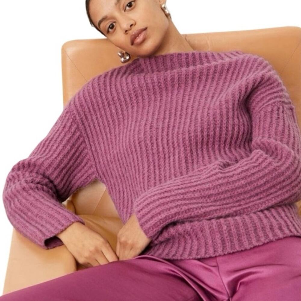 Vince Ribbed Funnel Neck Alpaca Blend Sweater